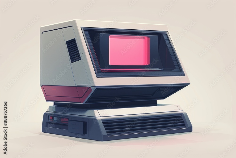 Poster retro computer with vibrant colors dynamic and imaginative design modern and striking visual impact 