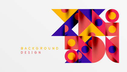 Colorful triangles circles square geometric design. Abstract background for wallpaper, banner, backdrop, card, book Illustration, landing page