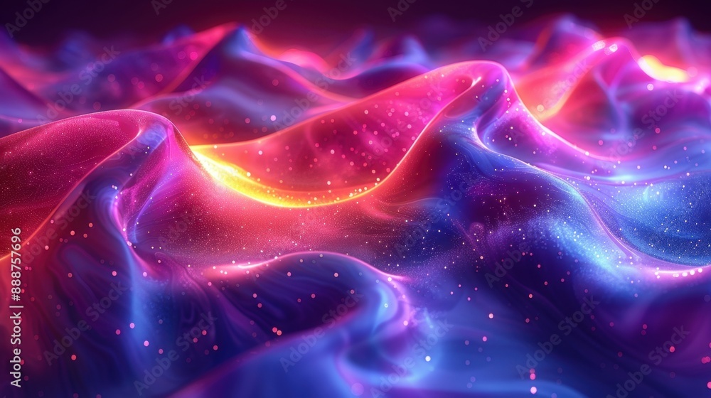 Aufkleber bright, fluid neon liquid flows and glows, creating a dynamic and vibrant scene in high resolution