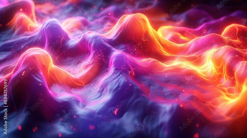 Aufkleber bright, fluid neon liquid flows and glows, creating a dynamic and vibrant scene in high resolution
