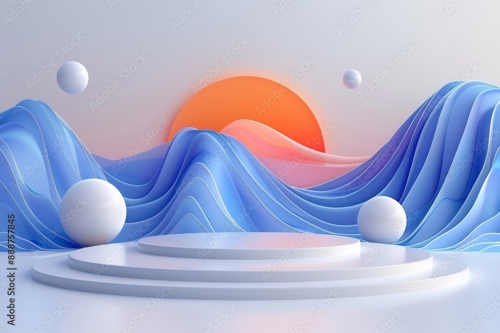 Poster abstract landscape with vibrant wavy patterns dynamic and imaginative design modern and striking vis