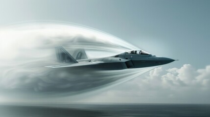 F-22 Raptor Jet Breaking the Sound Barrier