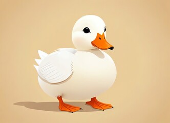 A cute cartoon illustration of a white duck sitting down