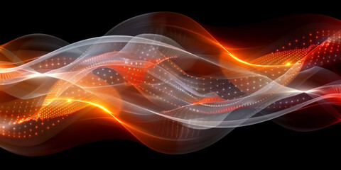 Fototapeta premium Abstract digital wave on dark background. Technology and science concept. 3D Rendering.