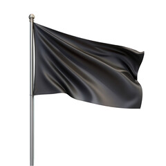 Blank black flag isolated on transparent background