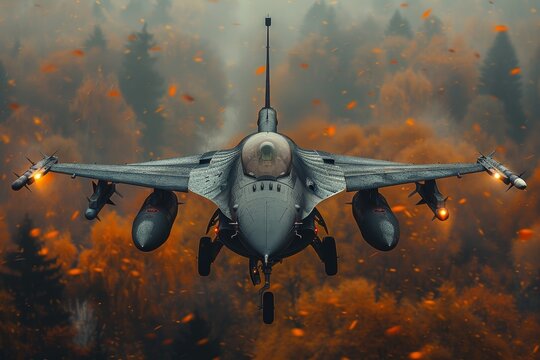 Royal netherlands air force f16 fighter jet in flight  close up takeoff and sky soar