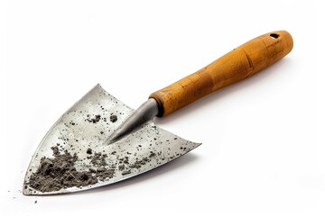 Single garden trowel on white background