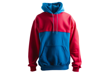 blue and red scarf hooded on a white background