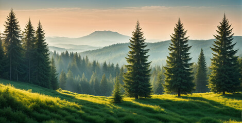 Landscape with fir trees