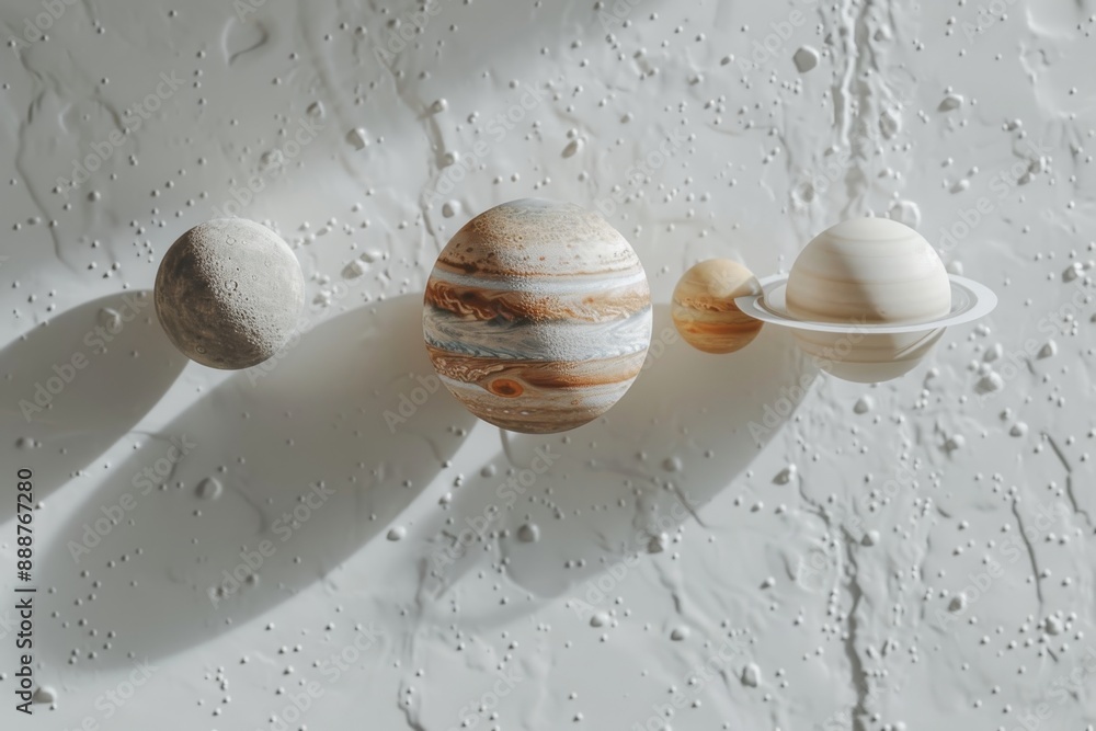 Poster detailed 3d rendering of planets in alignment dynamic and imaginative design modern and striking vis