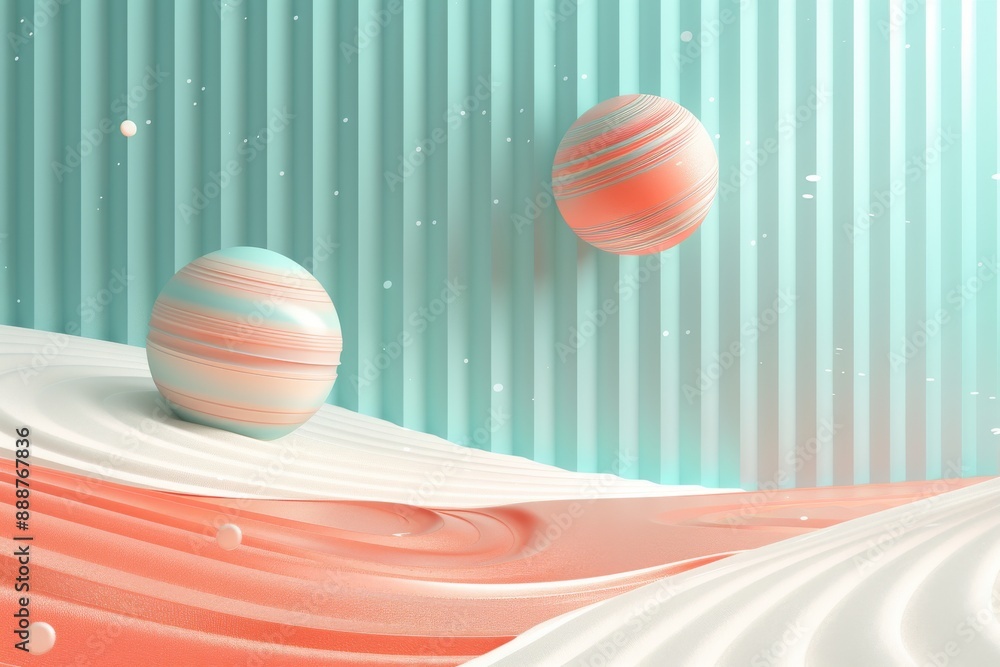 Poster surreal fantasy landscape with floating planets dynamic and imaginative design modern and striking v