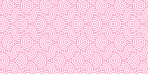 	
Vector overlapping Pattern Minimal diamond geometric pink color spiral line waves abstract wave line. seamless pink tile stripe overlap creative retro circle line fabric pattern white background.