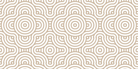 Vector overlapping Pattern Minimal diamond geometric brown and yellow waves abstract wave line. seamless tile stripe overlap creative retro circle line fabric pattern background.