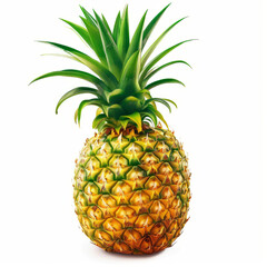 Fototapeta premium Vibrant Pineapple with Fresh Green Crown on a White Background
