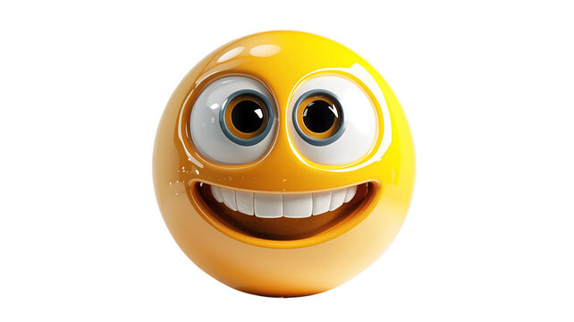 Naklejki Cheerful emoji face with a gentle smile, representing friendliness and warmth in digital interactions