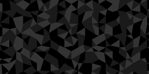 Obraz premium Vector geometric seamless technology gray and black triangle background. Abstract digital grid light pattern black Polygon Mosaic triangle Background, business and corporate background.