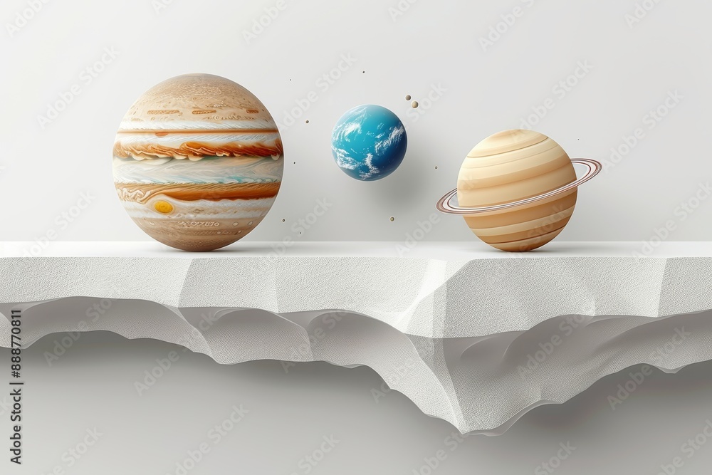 Aufkleber artistic depiction of planets with floating textures dynamic and imaginative design modern and strik