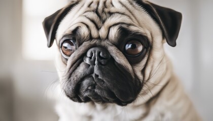 Obraz premium Pug close up on white background