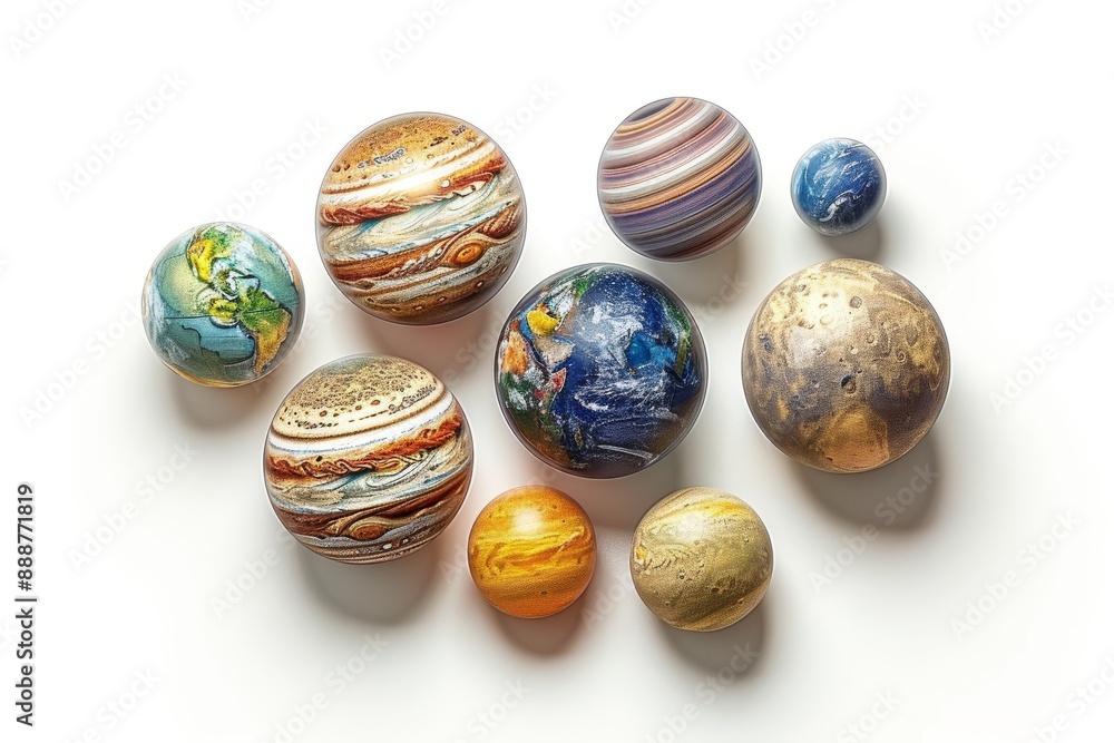 Aufkleber fantasy depiction of planets in alignment dynamic and imaginative design modern and striking visual 
