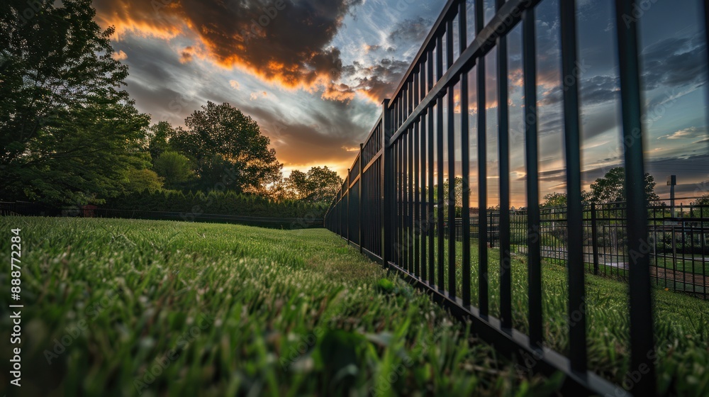 Poster Sunset through a Black Fence