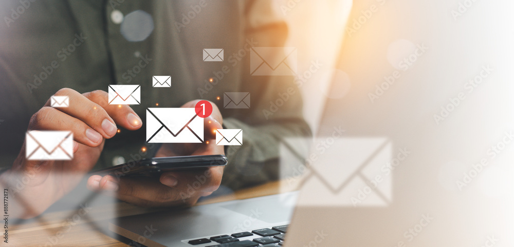 Poster email marketing concept for business communication and digital marketing. direct selling project in 