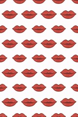 seamless pattern background with Red lipstick on the mouth