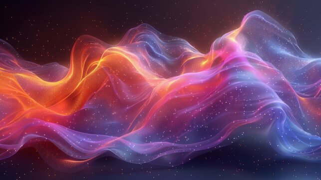A mesmerizing holographic abstract shape with fluid curves and vibrant colors, creating a captivating visual effect
