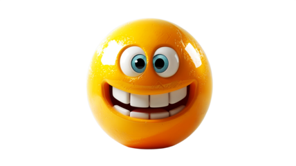 Big grinning emoji face, representing extreme happiness and excitement in a fun digital style