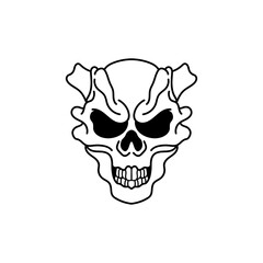 Demon skull outline illustration