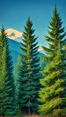 Landscape with fir trees