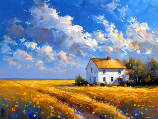Halloween Countryside Oil Painting