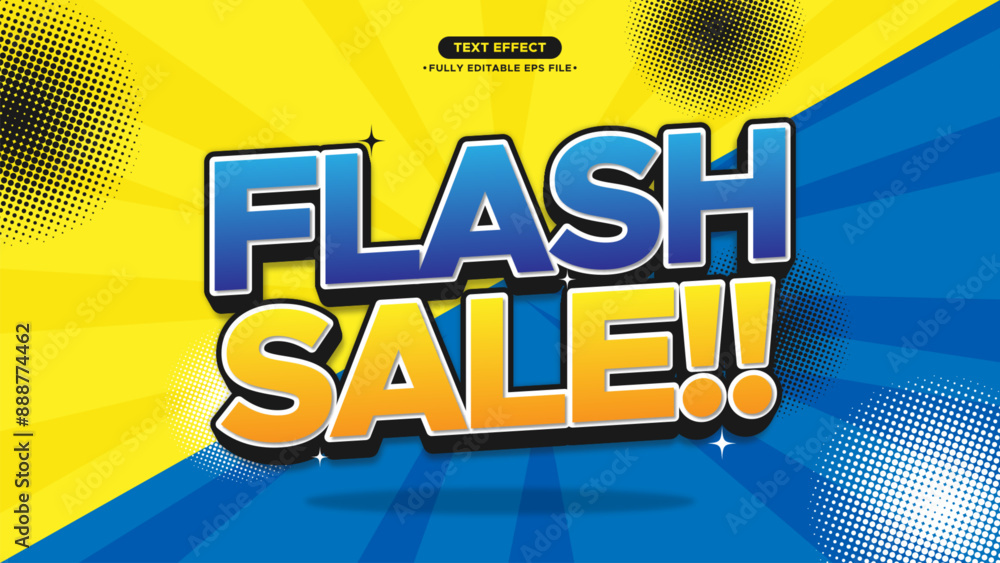 Poster flash sale banner vector with colorful and happy vibes background and text