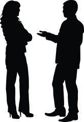 Two people talking full body silhouette illustration