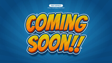 Coming Soon 3D Cartoon Style Vector Editable Text Effect