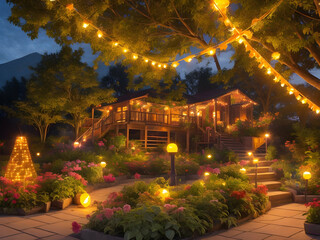 christmas tree at night,Ai generated 