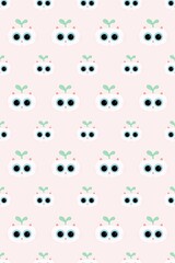 seamless pattern background with White cat with a plant on its head