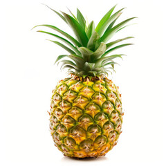 Fototapeta premium Fresh Pineapple Standing Tall with Vibrant Leaves on white background