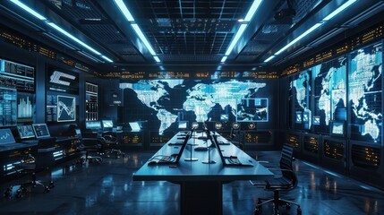 25. High-tech war room setting for digital crisis management and brand reputation monitoring
