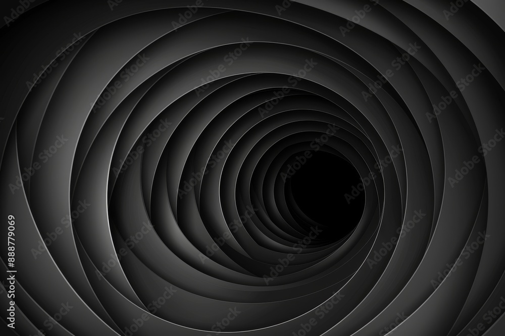 Poster artistic rendering of a black and white spiral modern and striking composition dynamic and imaginati