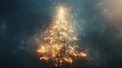 Fototapeta premium Christmas firework in the form of a fir-tree. Animation created in for New Year's holidays. 