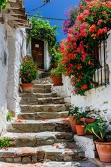 Stone Steps in a Colorful Spanish Village