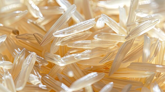 Rice starch grains under microscope Stained by lugol Selective focus image
