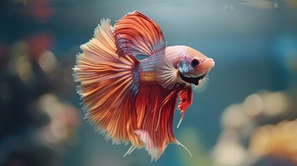 Fototapeta premium A vulnerable Siamese fighting fish or betta