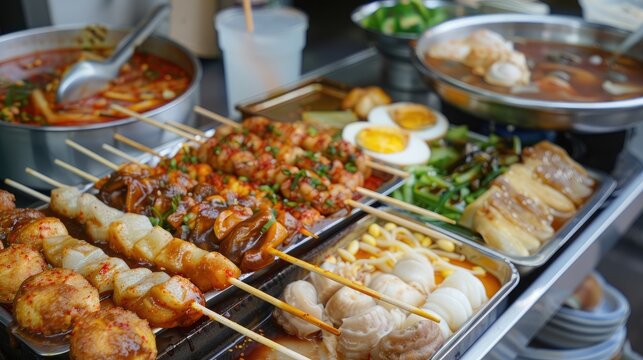 Korean oden and toppogi representative of street food