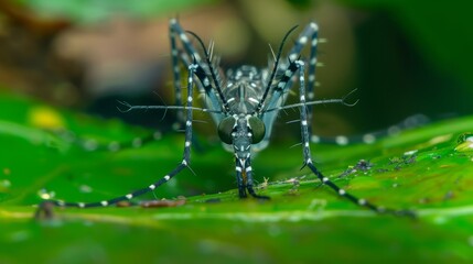 Close-Up of Aedes albopictus Larva, Primary Vector of Dengue and Chikungunya, Detailed Larval Photography, Public Health Monitoring in Subtropical Regions
