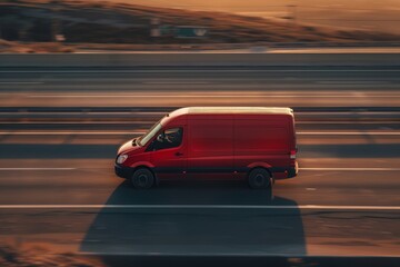 Fototapeta premium Van delivering goods on roadway