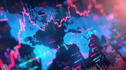 Obraz premium Global economy stock market finance chart business exchange investment data on growth financial graph world map.
