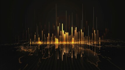 golden financial graph on black background stock market investment success