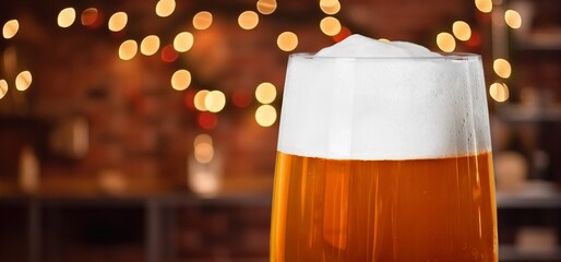 Tasty fresh beer in glass on the desk