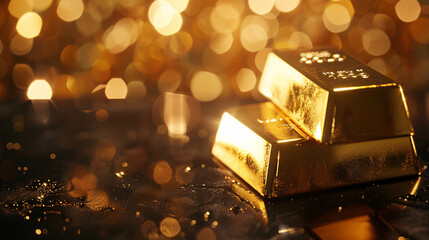 a gold bars on a table